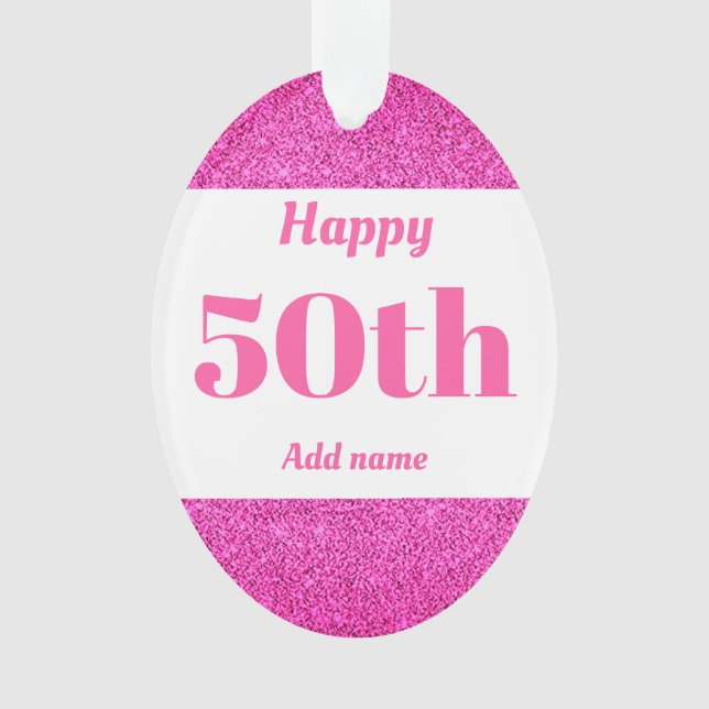 Pretty personalised birthday gift ornament 50th (Front)
