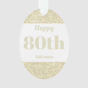 Pretty personalised birthday gift ornament 80th