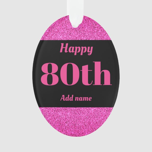Pretty personalised birthday gift ornament 80th (Front)