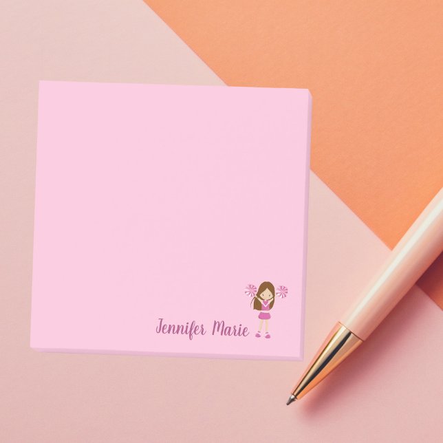 Pretty Personalised Cheerleader Custom Pink Post-it Notes (Creator Uploaded)