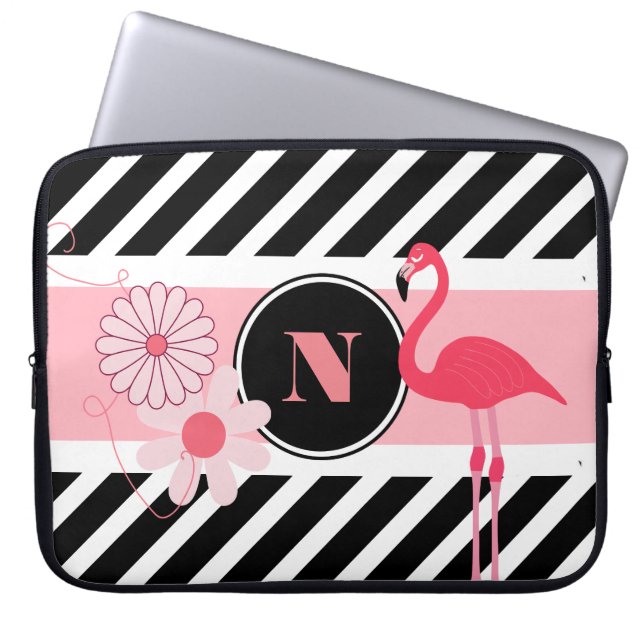 Pretty Personalised Flamingo Laptop Sleeve (Front)