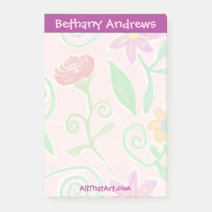 Pretty Personalised Floral Notepad Post-it Notes