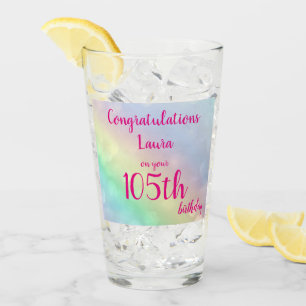 Pretty personalised Happy 105th Birthday Glass