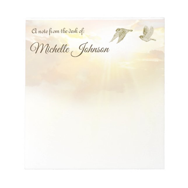 Pretty Personalised Note Pad Sunset Birds (Front)