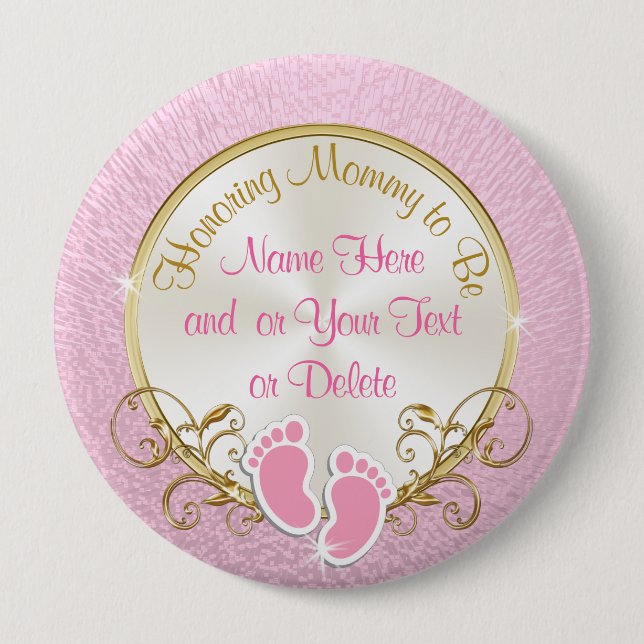 Pretty Personalised Pink and Gold Mummy to Be Pin (Front)