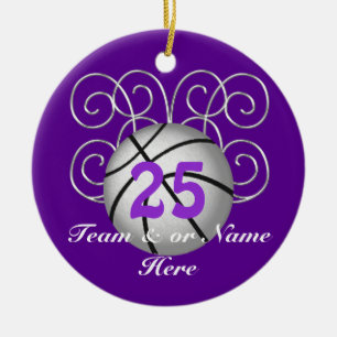 Pretty Personalised Purple Basketball Ornaments