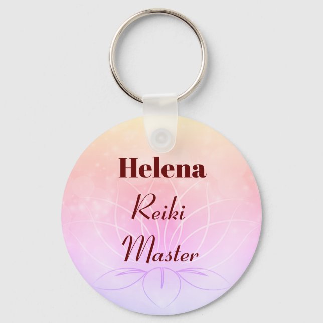 Pretty personalised Reiki Master design Key Ring (Front)