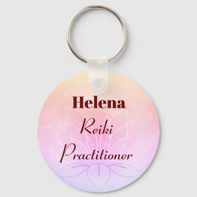 Pretty personalised Reiki Practitioner design Key Ring (Front)
