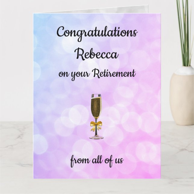 Pretty Personalised Retirement Card (Front)