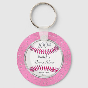 Pretty Personalized 100th Birthday Favors Key Ring