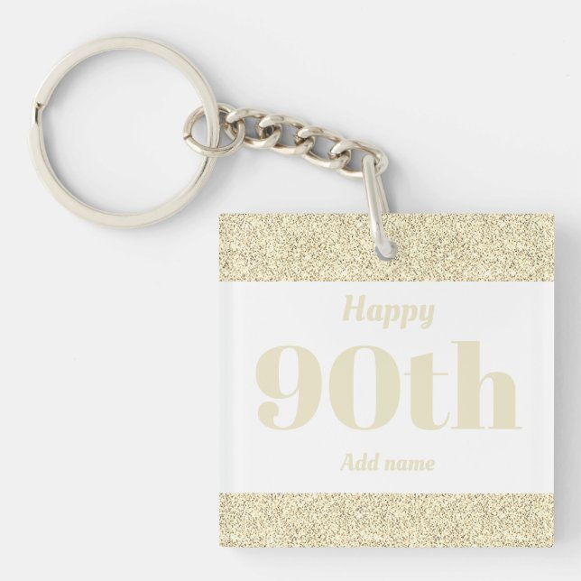 pretty personalized birthday gift keychain 90th (Front)