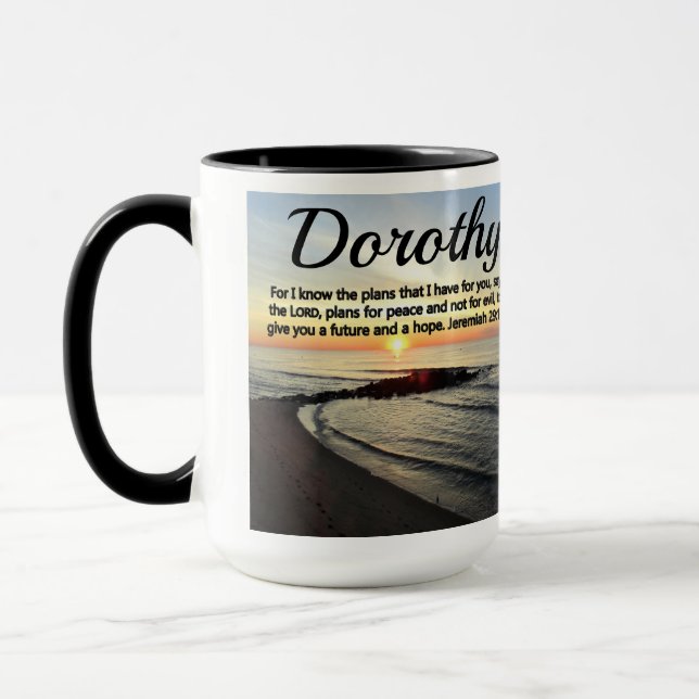 PRETTY PERSONALIZED JEREMIAH 29:11 SUNRISE MUG (Left)
