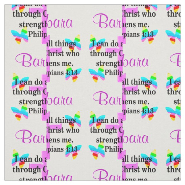 PRETTY PERSONALIZED PHILIPPIANS 4:13 FABRIC (Swatch)