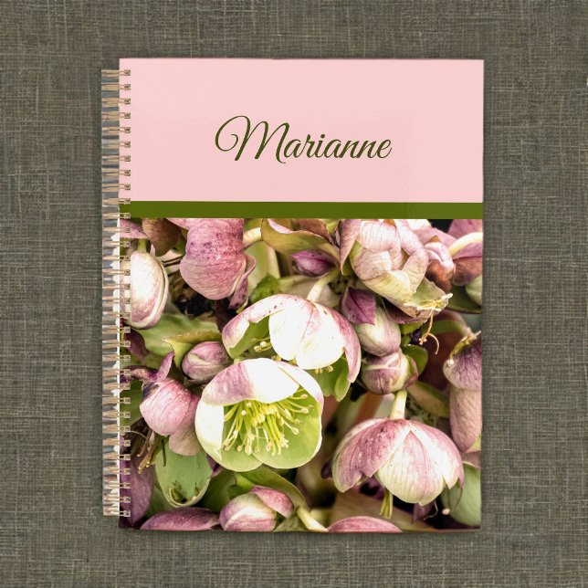 Pretty Personalized Pink and Olive Hellebore Planner (Creator Uploaded)
