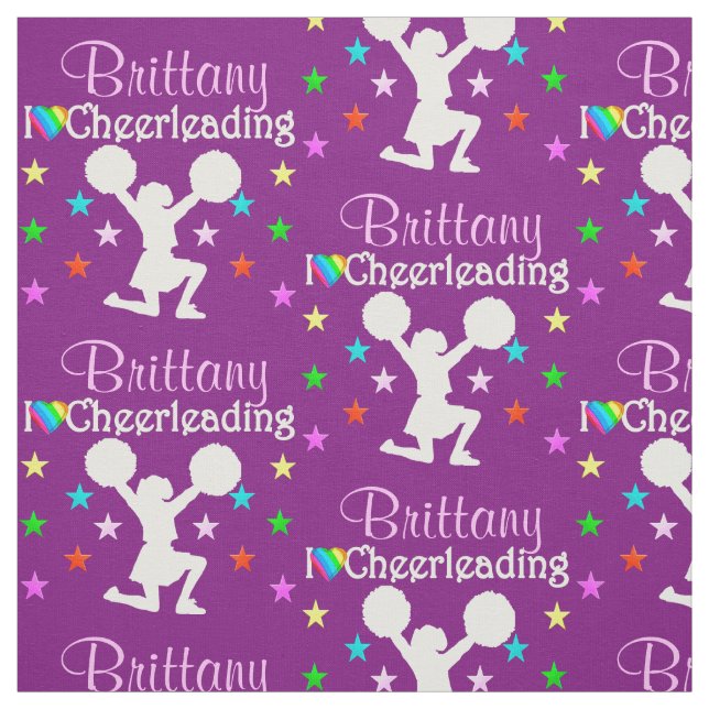 PRETTY PERSONALIZED PURPLE CHEERLEADING FABRIC (Swatch)