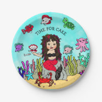 Pretty Pesonalized Red and Black Mermaid Birthday