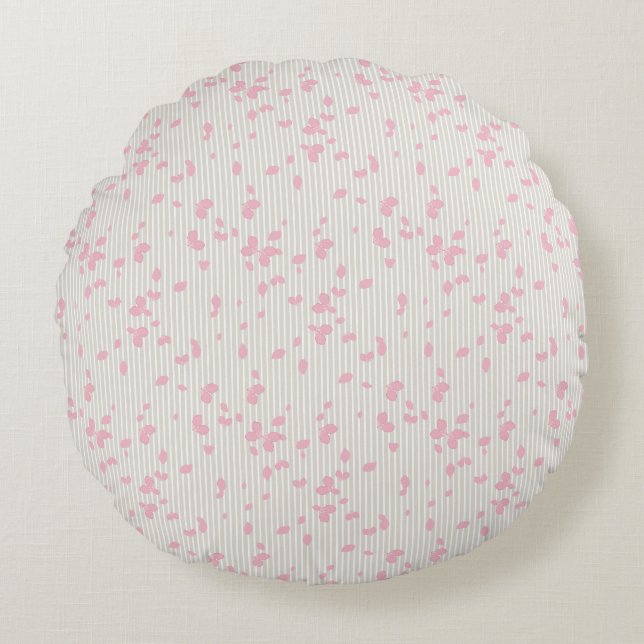Pretty Petals on Stripes Round Cushion (Front)