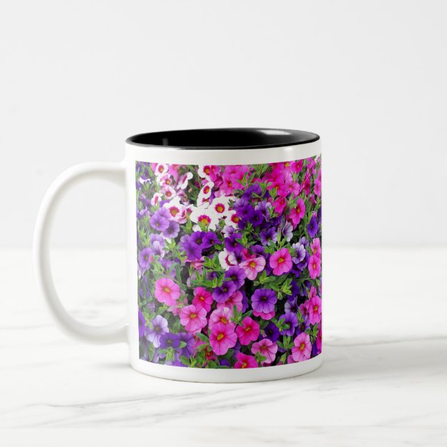 Pretty Petunias Two-Tone Coffee Mug (Left)