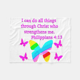 PRETTY PHILIPPIANS 4:13 BUTTERFLY DESIGN FLEECE BLANKET