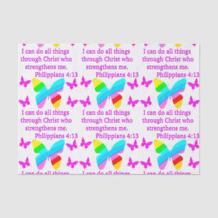 PRETTY PHILIPPIANS 4:13 BUTTERFLY DESIGN TISSUE PAPER