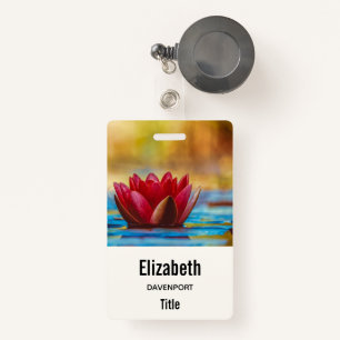 Pretty Photo of a Lotus Flower in a Pond ID Badge