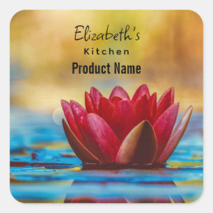 Pretty Photo of a Lotus Flower in a Pond Kitchen Square Sticker