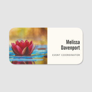 Pretty Photo of a Lotus Flower in a Pond Name Tag