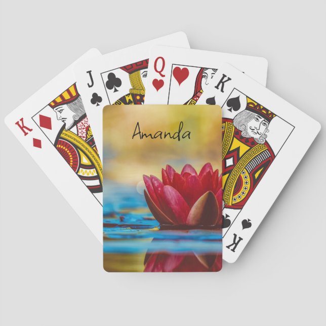 Pretty Photo of a Lotus Flower in a Pond Playing Cards (Back)