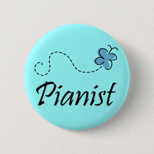 Pretty Pianist Button For Piano Lovers