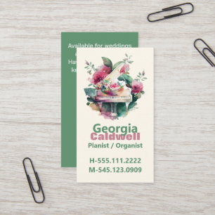 Pretty Pianist Watercolor Art Business Card