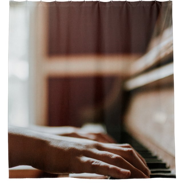 Pretty Piano Artwork Shower Curtain (Front)