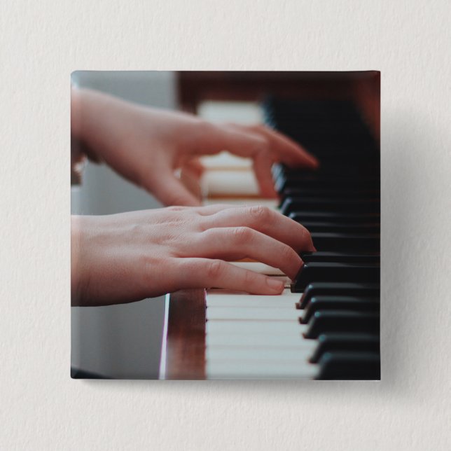 Pretty Piano Design 15 Cm Square Badge (Front)