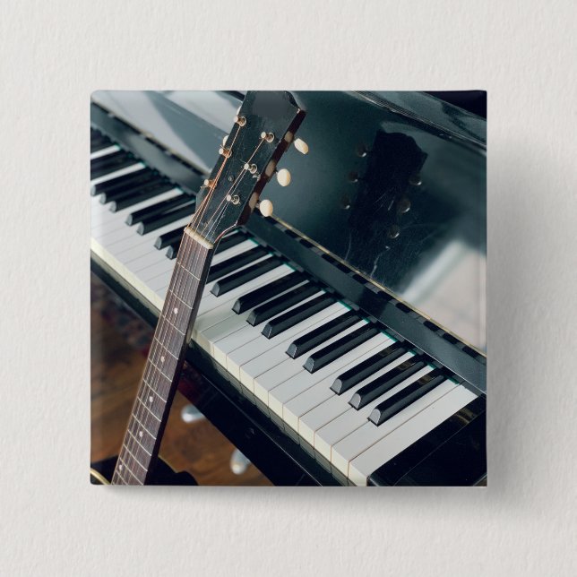 Pretty Piano Design 15 Cm Square Badge (Front)