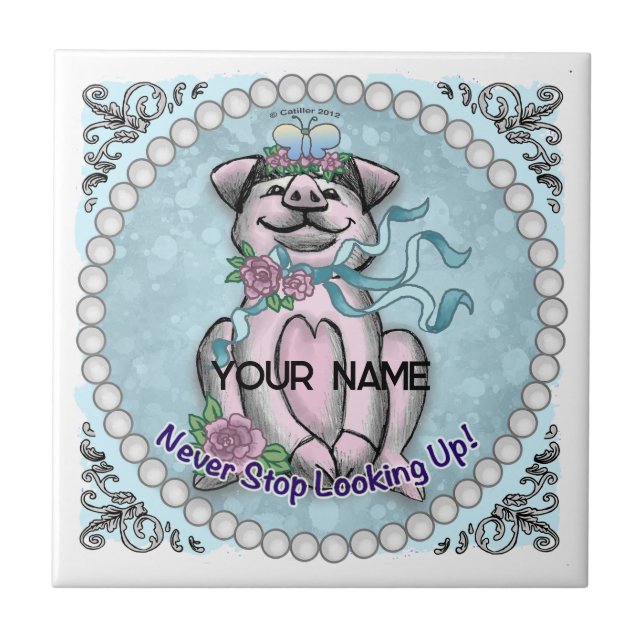 Pretty Piggy   Ceramic Tile (Front)