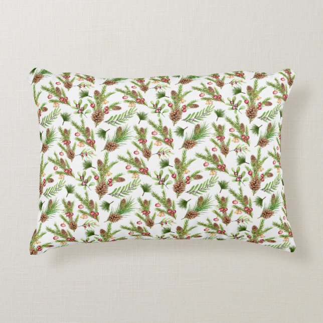 Pretty Pine Cones and Cuttings Botanical Decorative Cushion (Front)