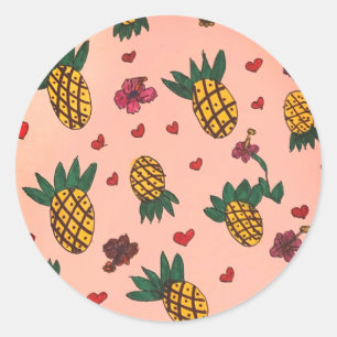 Pretty pineapple classic round sticker