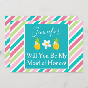 Pretty Pineapple Maid of Honour Proposal Invitation