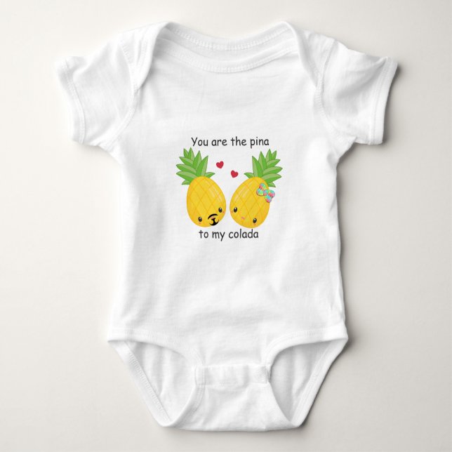 Pretty Pineapple Tropical Pina Colada Romantic Baby Bodysuit (Front)