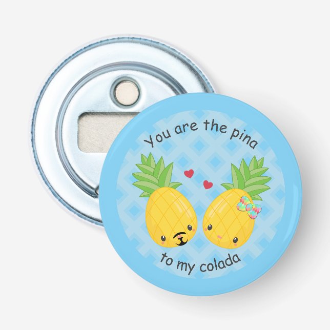 Pretty Pineapple Tropical Pina Colada Romantic Bottle Opener (Front)