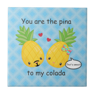 Pretty Pineapple Tropical Pina Colada Romantic Ceramic Tile