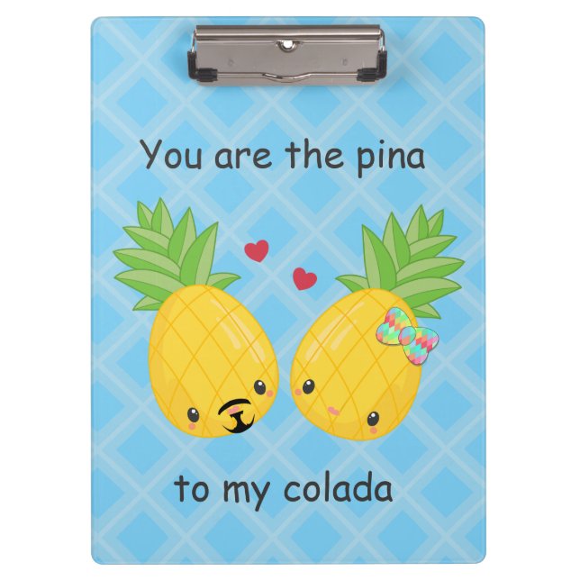 Pretty Pineapple Tropical Pina Colada Romantic Clipboard (Front)