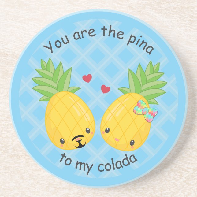 Pretty Pineapple Tropical Pina Colada Romantic Coaster (Front)