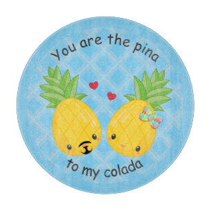 Pretty Pineapple Tropical Pina Colada Romantic Cutting Board