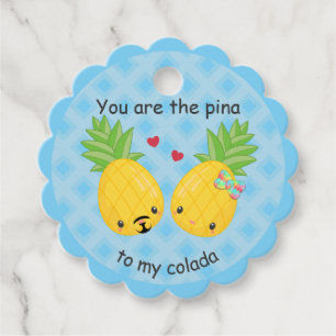 Pretty Pineapple Tropical Pina Colada Romantic Favour Tags