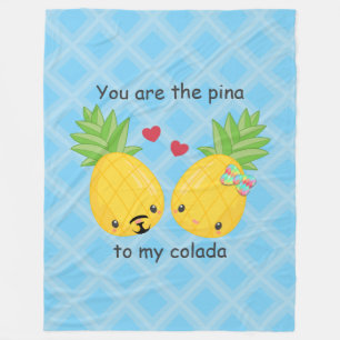 Pretty Pineapple Tropical Pina Colada Romantic Fleece Blanket