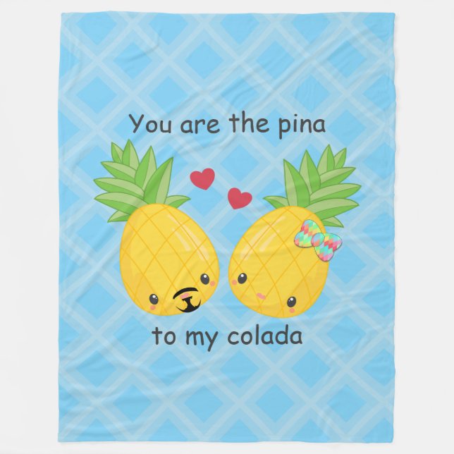 Pretty Pineapple Tropical Pina Colada Romantic Fleece Blanket (Front)