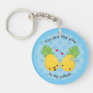 Pretty Pineapple Tropical Pina Colada Romantic Key Ring