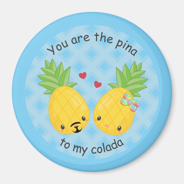 Pretty Pineapple Tropical Pina Colada Romantic Magnet (Front)