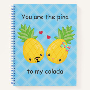 Pretty Pineapple Tropical Pina Colada Romantic Notebook