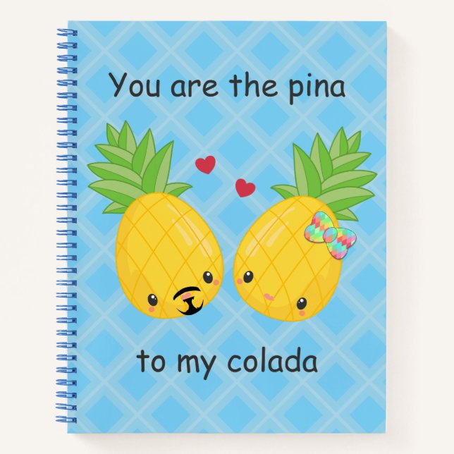 Pretty Pineapple Tropical Pina Colada Romantic Notebook (Front)